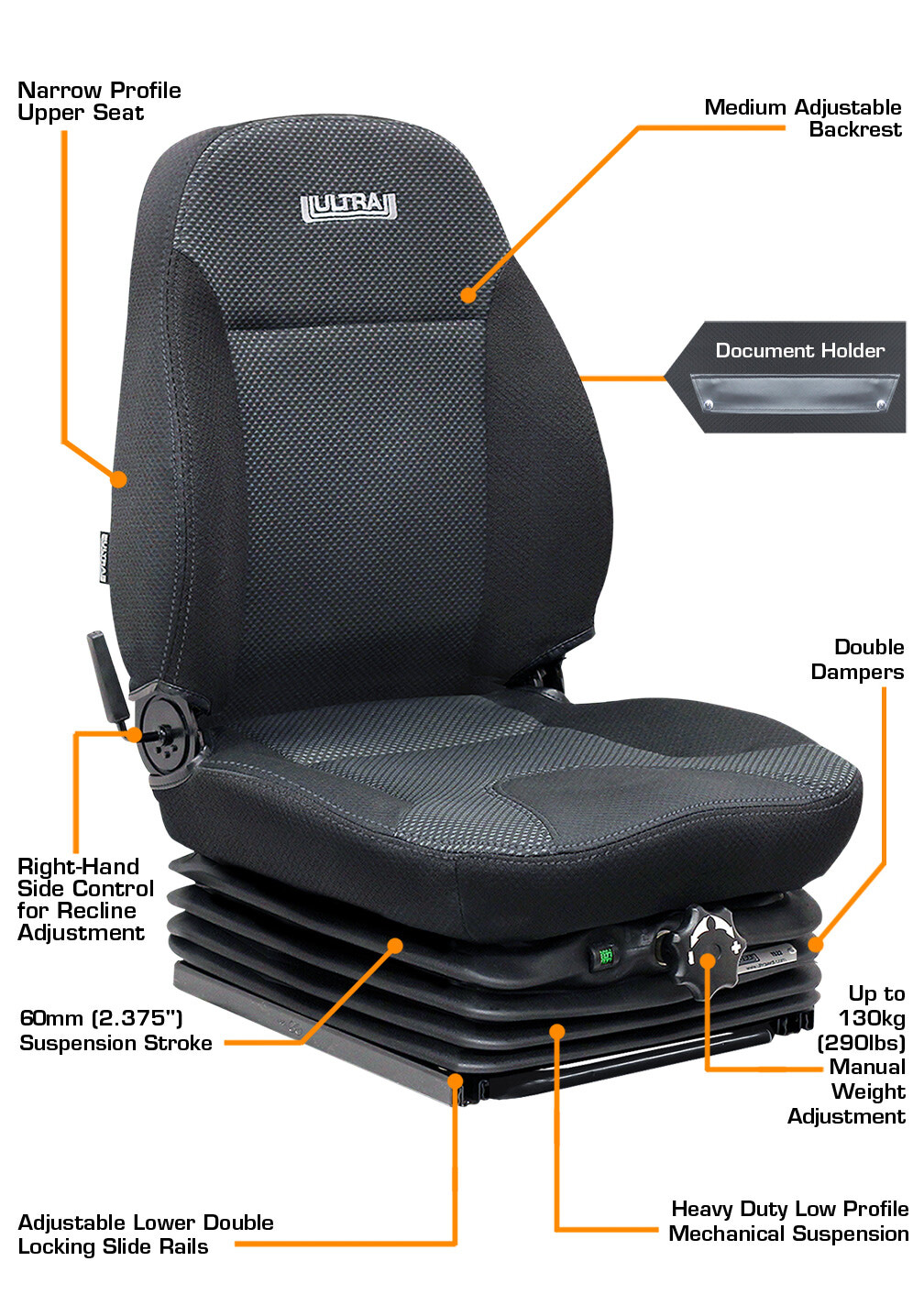 T522 HD Low Profile Mechanical Suspension Seat